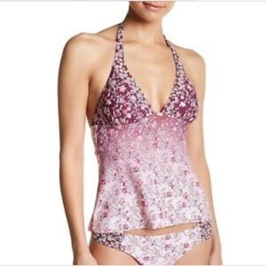 Lucky Brand Halter Floral Padded Tankini Top Swim
